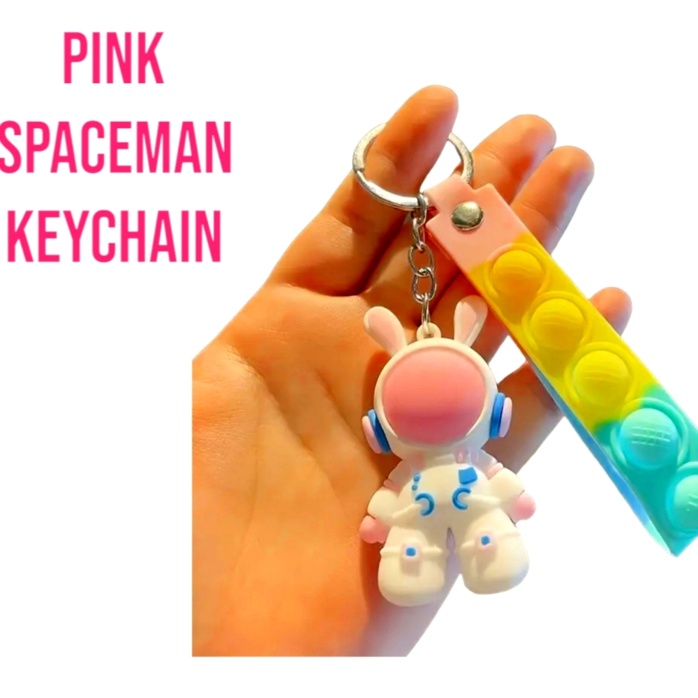 Pink Spaceman Pop Bubble Keychain